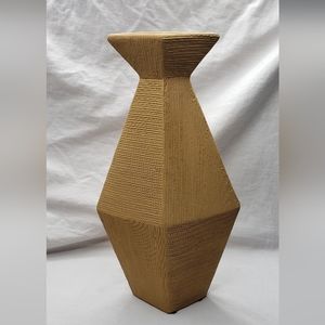 Large Geometric Minimalist Vase Earth Tones 14 x 8 Inches Textured Handmade